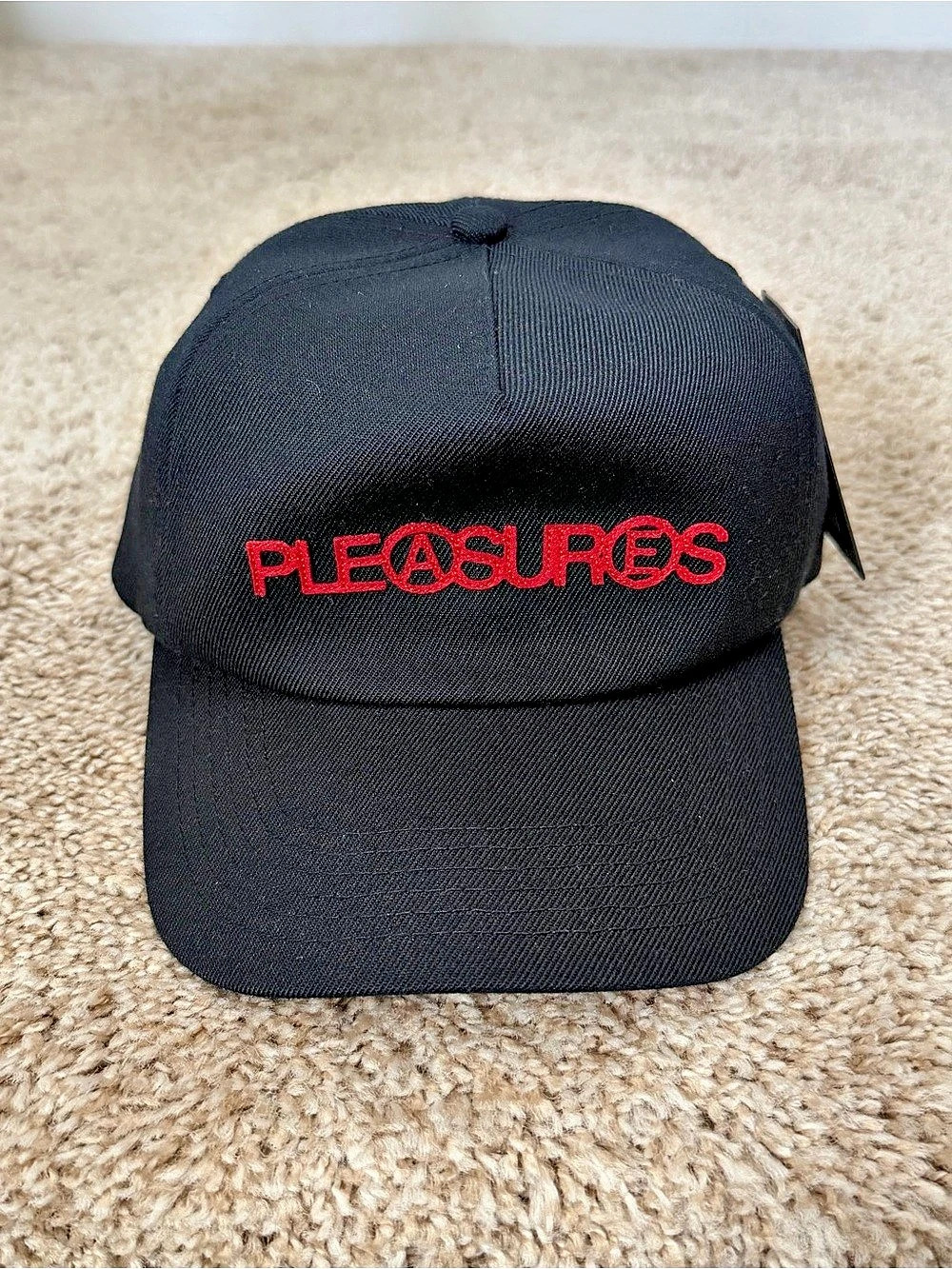 PLEASURES Black with Brown Strap Adjustable Cap NWT